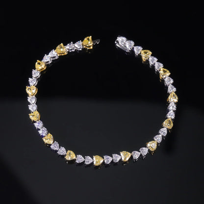 Art Deco Diamond-fire CZ-  Fancy Light Yellow Tennis Bracelet Sterling Silver 925 Fancy Party Wear Bracelet Gift