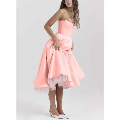 Double Layer European And American Women's New Best-Selling New Type SlingVCollar Sleeveless Dress Pettiskirt Long Skirt