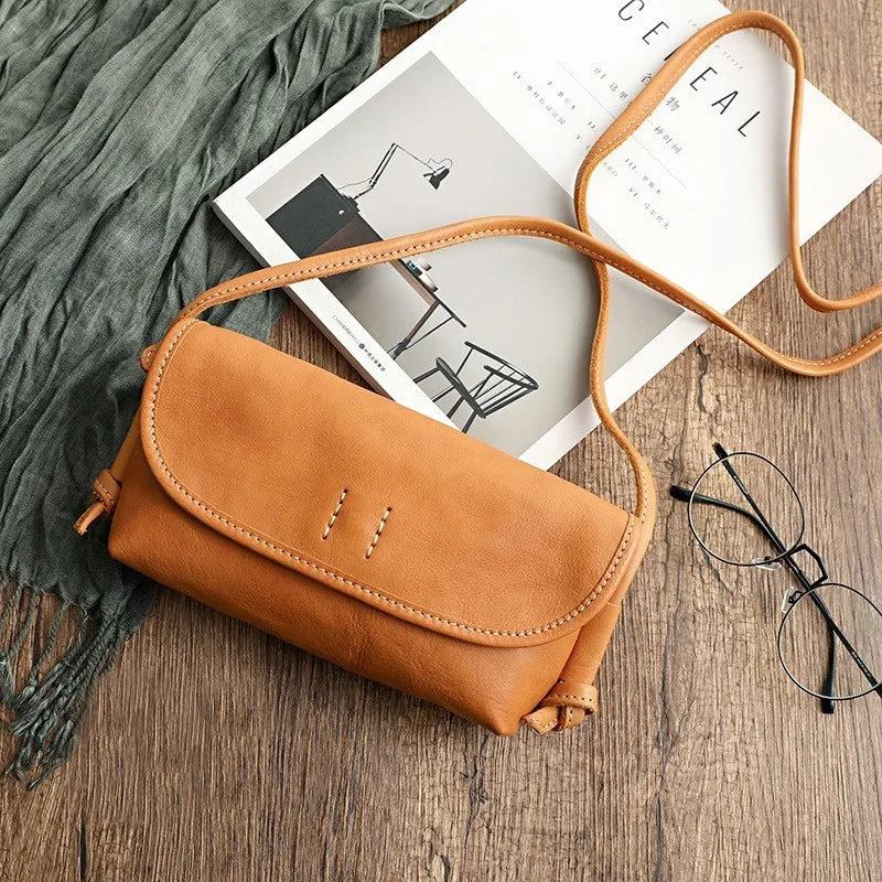 Handmade Retro Soft Cow Leather Women Bag 2026 New Simple Solid Color Shoulder Bags Leisure Ladies Small Messenger Bag