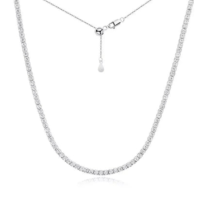 Each 2mm All Zircon/moissanite Tennis Necklace for Women Man Adjustable Choker Chain 100% 925 Sterling Silver Jewelry