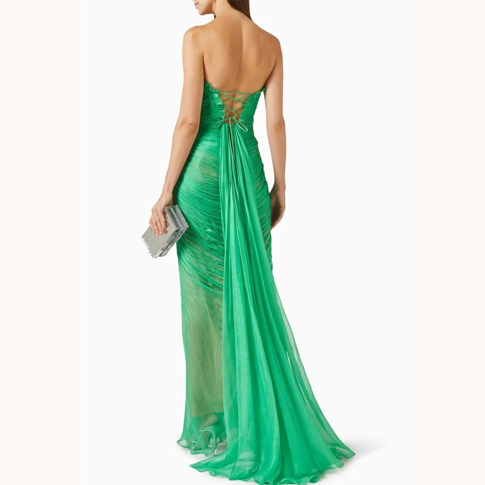 Customized V-Neck Cut-out Gown A-Line Evening Dresses Sleeveless Formal Prom Gown Exquisite High Quality Party Gowns for Women