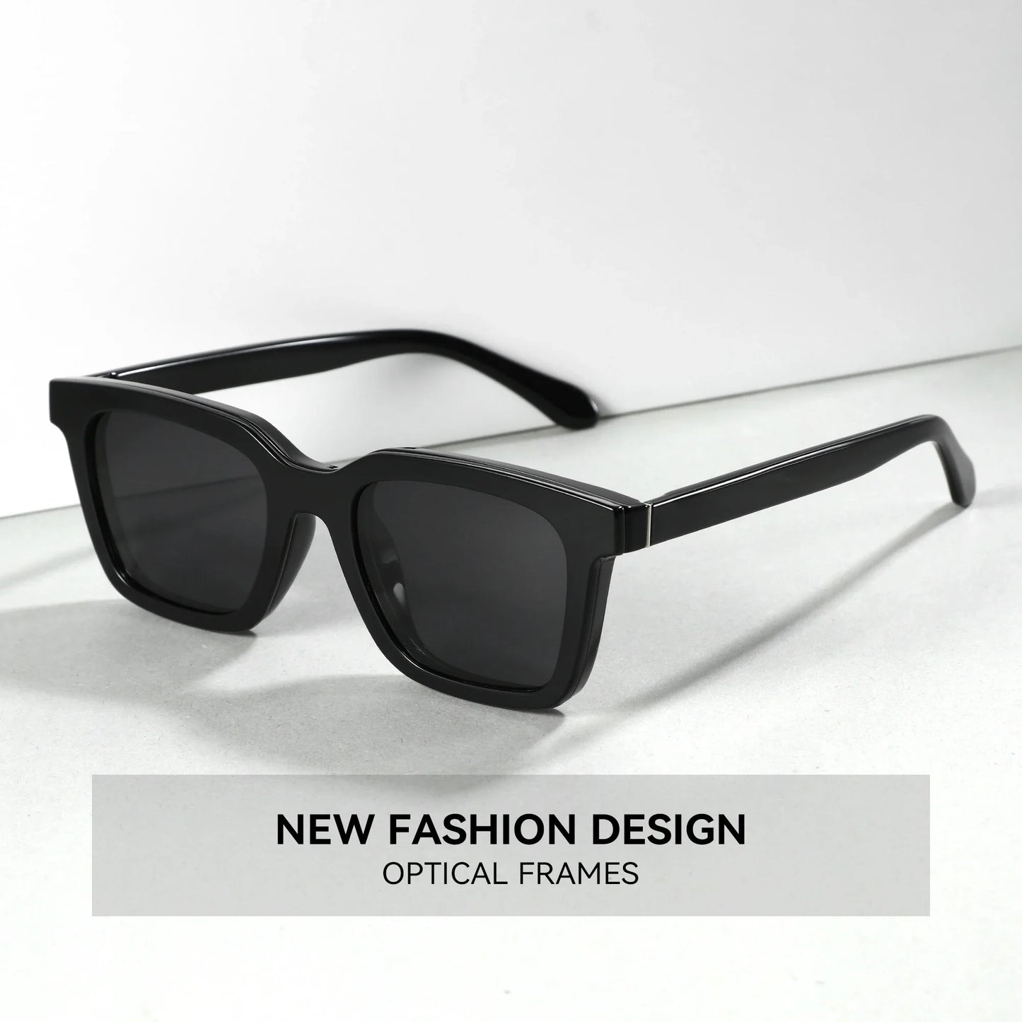 (XL Size) Fashion Urltra-Light TR90 Sun Glasses with Magnetic Clip On Polarized Sunglasses Square for Women Men