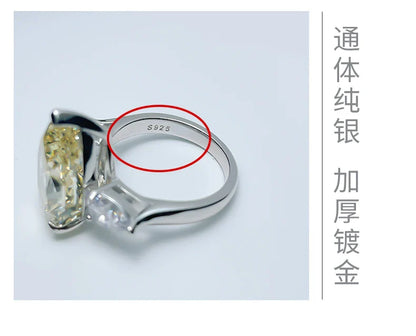 925 sterling silver European and American classic three stone water droplet ring inlaid with imported high carbon diamond