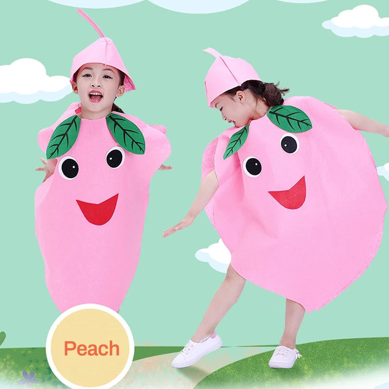 1Set Children Cosplay Fruit Veggie Costume Funny Holiday Party Cute Clothes Suit Children Performance Overclothes Stage Costume