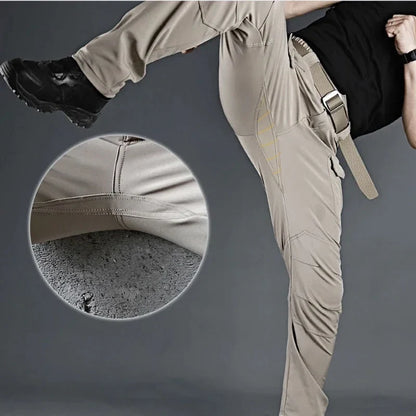 Men Elastic Sharkskin Spring Autumn City Cargo Pants Hiking Camping Climbing Casual Tactical Military Combat Trousers Quick Dry