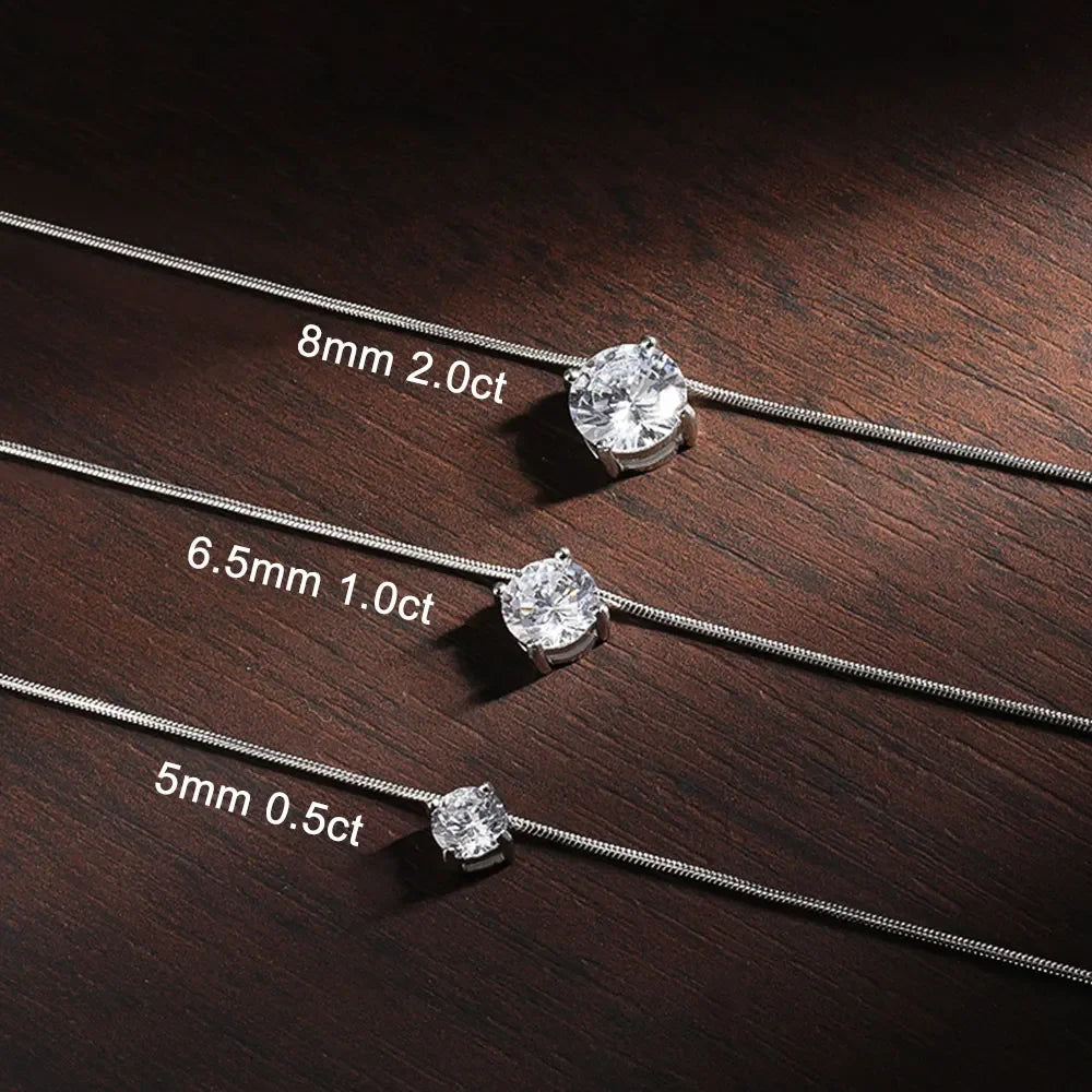 0.5-2CT D Color VVS1 Moissanite Pendant Necklace for Women S925 Silver 4 Claw Pass Diamond Test Neck Chain Christmas Gift
