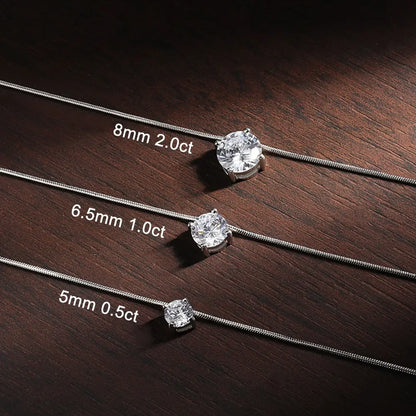 0.5-2CT D Color VVS1 Moissanite Pendant Necklace for Women S925 Silver 4 Claw Pass Diamond Test Neck Chain Christmas Gift