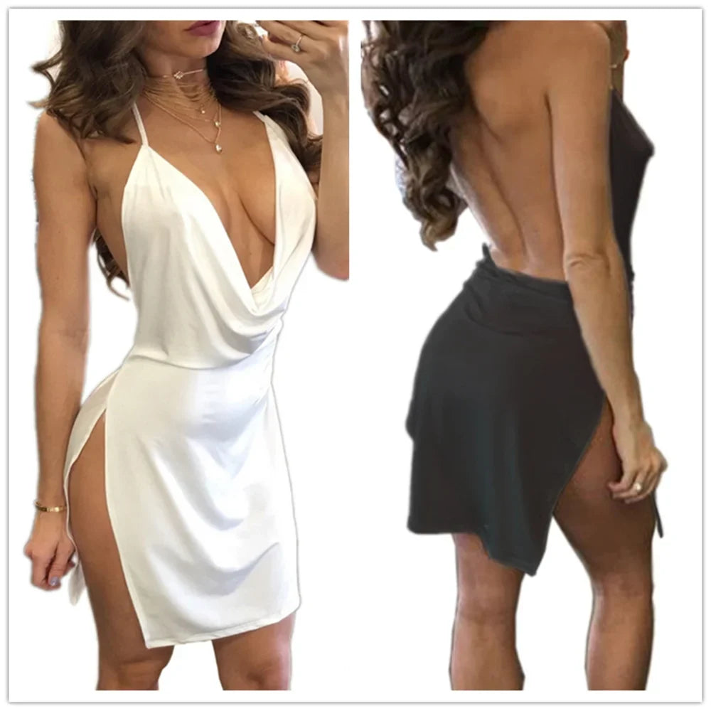 Irregular Simple Backless Spaghetti Straps Mini Dress Elegant Fashion Outfits Night Club Party Summer Bodycon Dresses Vestidos