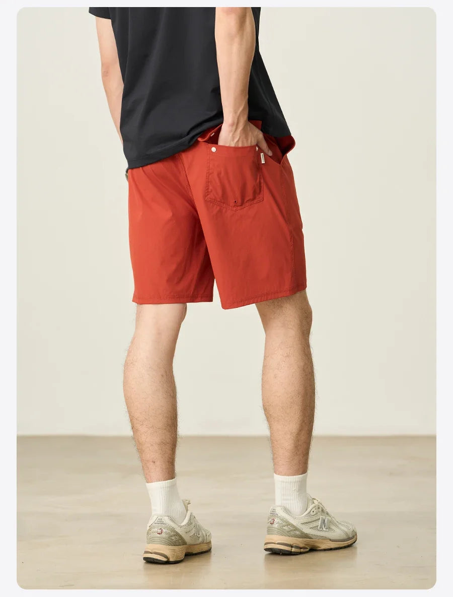 2025 Summer New 145gsm Elastic Fabric Beach Shorts Men Contrast Color Drawstring Athletic Shorts