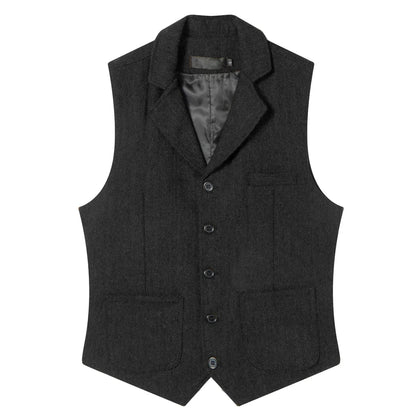 Men Vest Coffee Herringbone Single Button Lapel Waistcoat For Wedding Banquet Office Business Work Daily Casual Men Suit Vest