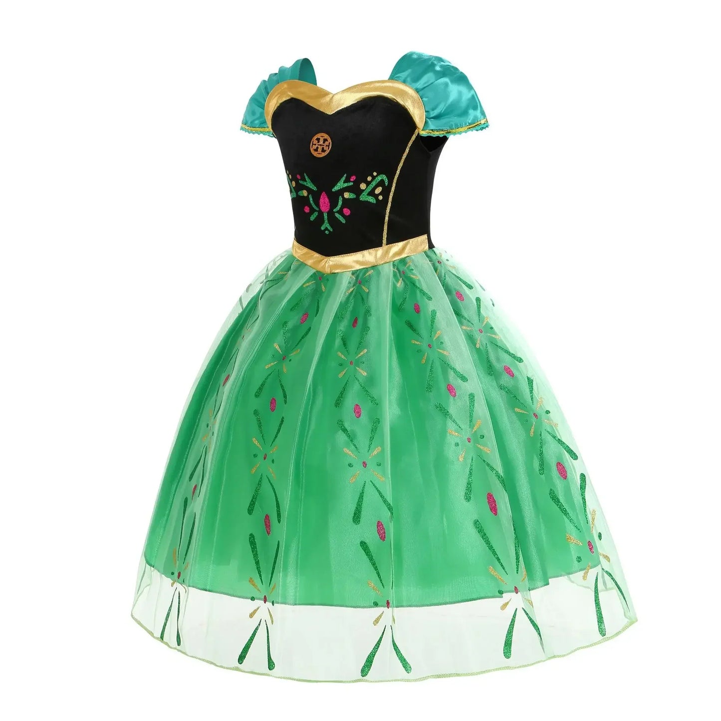 Girls Princess Anna Dress Birthday Party Dresses Halloween Disguise Cosplay Costume Fancy Green Dress Up Fantasia Anna Costumes