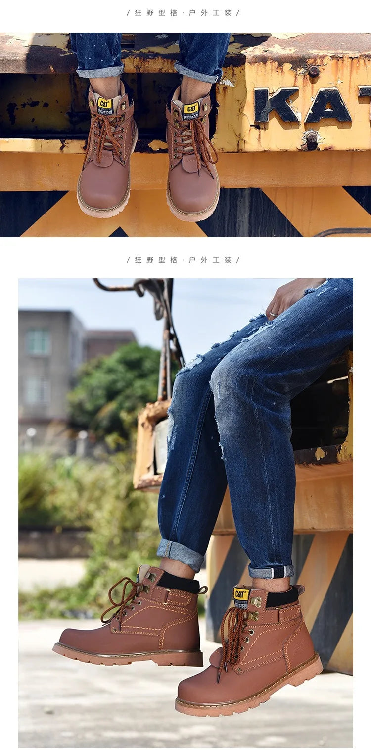 Genuine Leather Mens Women Winter Ankle Military Treking Snow Yellow Tactical Boots Outdoor for Men Work Shoes Sneakers