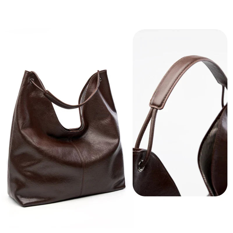 New Women's Large Capacity Genuine Leather Handbag Fashion Single Shoulder Underarm Bag for Ladies Commuting Stylish Girls Bag