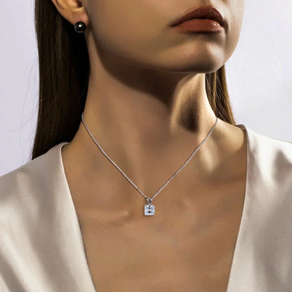 2-5ct Asscher Moissanite Necklace 0.5-3ct Earrings 925 Sterling Silver 18k Gold Plated Wedding Jewelry Set for Woman