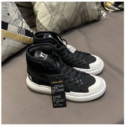 New Fashion High-top Casual Shoes Men Platform White Ankle Boot in Canvas Zipper Ornament Sneaker Boots Handcrafted Man Footwear