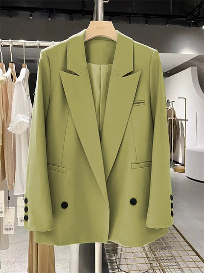 Yellow Casual Women's Small Suit Jacket Trendy  Design Spring Autumn New Korean Style Long Sleeve Fashion Top