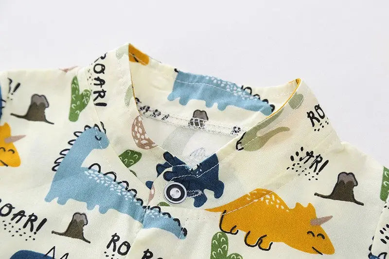Children Clothes Spring Cartoon Baby Boy Short Sleeve Printe Dinosaur Causal Shirts Jeans 2Pcs/set Kid Fashion Toddler Tracksuit
