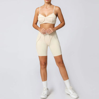 Yoga Sports Fitness Sets High Waist Hip-lifting Trousers Open Back Bra Suit Casual Running Workout Gym Leggings Sexy Sets Women