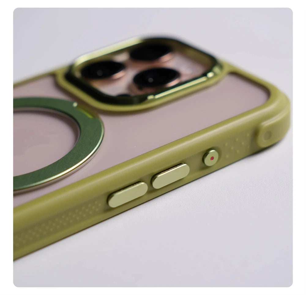 360° Magnetic Rotatable Holder Shockproof Case For iPhone 17 16 Pro Max 15 14 13 Transparent For MagSafe Wireless Charge Cover