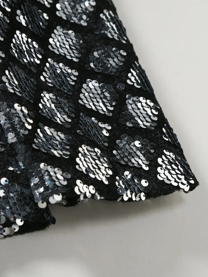 Men's Gold Suit Jacket, Wedding Party Dress Coat, Silver Blue Black Round Metallic Sequin Decoration Blazers.