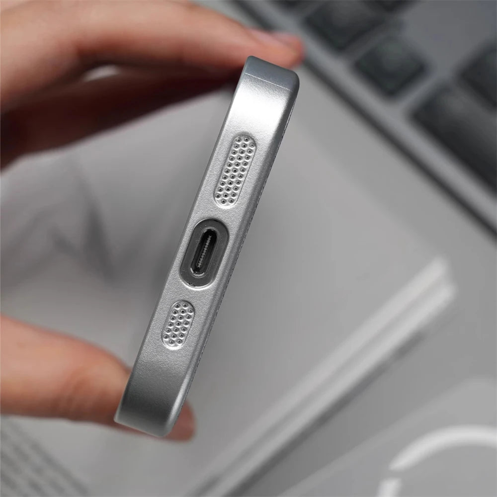 Ultra Thin Frameless Cloth Texture Magnetic Case For iPhone 17 Air 16 Pro Max 15 14 MagSafe Wireless Charge Borderless Hard Cove
