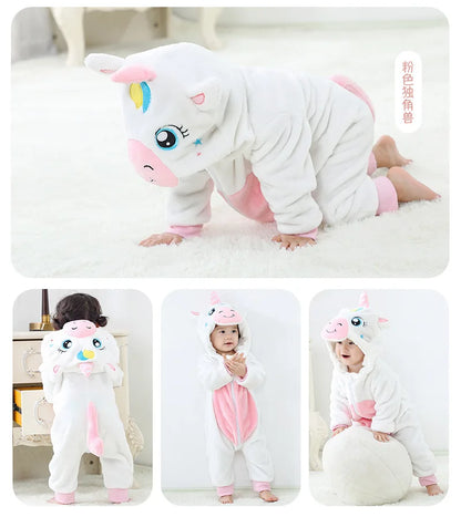 Cute Monkey Tiger Dinosaur Cosplay Costumes Boys Girls Toddler Animal Jumpsuit Baby Rompers Infant Clothes Pyjamas Kids Kigurumi