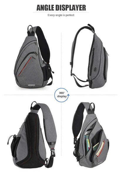 Men One Shoulder Backpack Women Sling Bag Crossbody USB Boys Cycling Sports Travel Versatile Fashion Student School