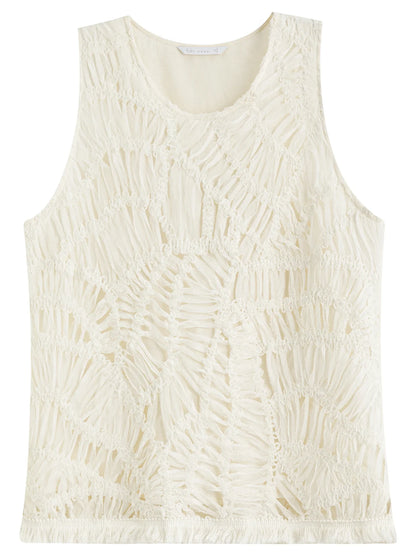 Braided Loose Sleeveless Fashion Vest Beige Top For Women 2025 Summer New Arrival Holiday Season Versatile Tops 25FS12337