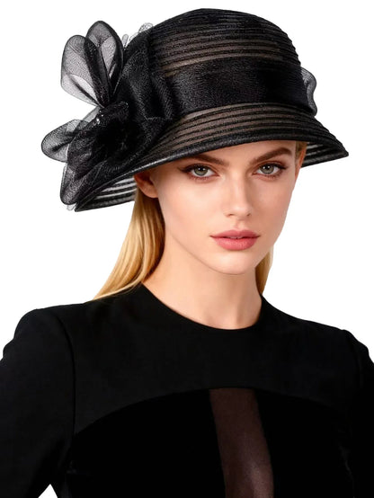 Floral Derby Fascinator Hat & Fedora for Women - Wedding Bridal Church Tea Party Formal Dress Accessories, Floppy Sun Caps
