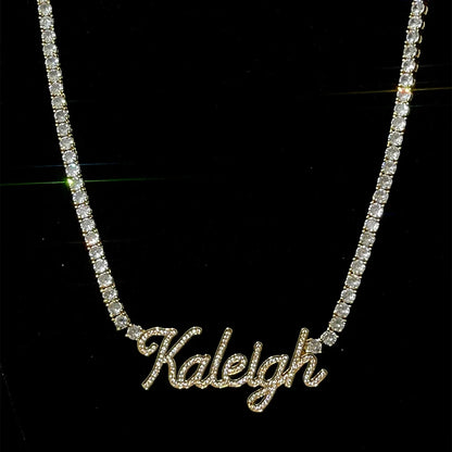 Custom Cursive Letter Pendant Customized Name Necklace for Women Iced Out CZ Zircon Rock Street Hip Hop Jewelry