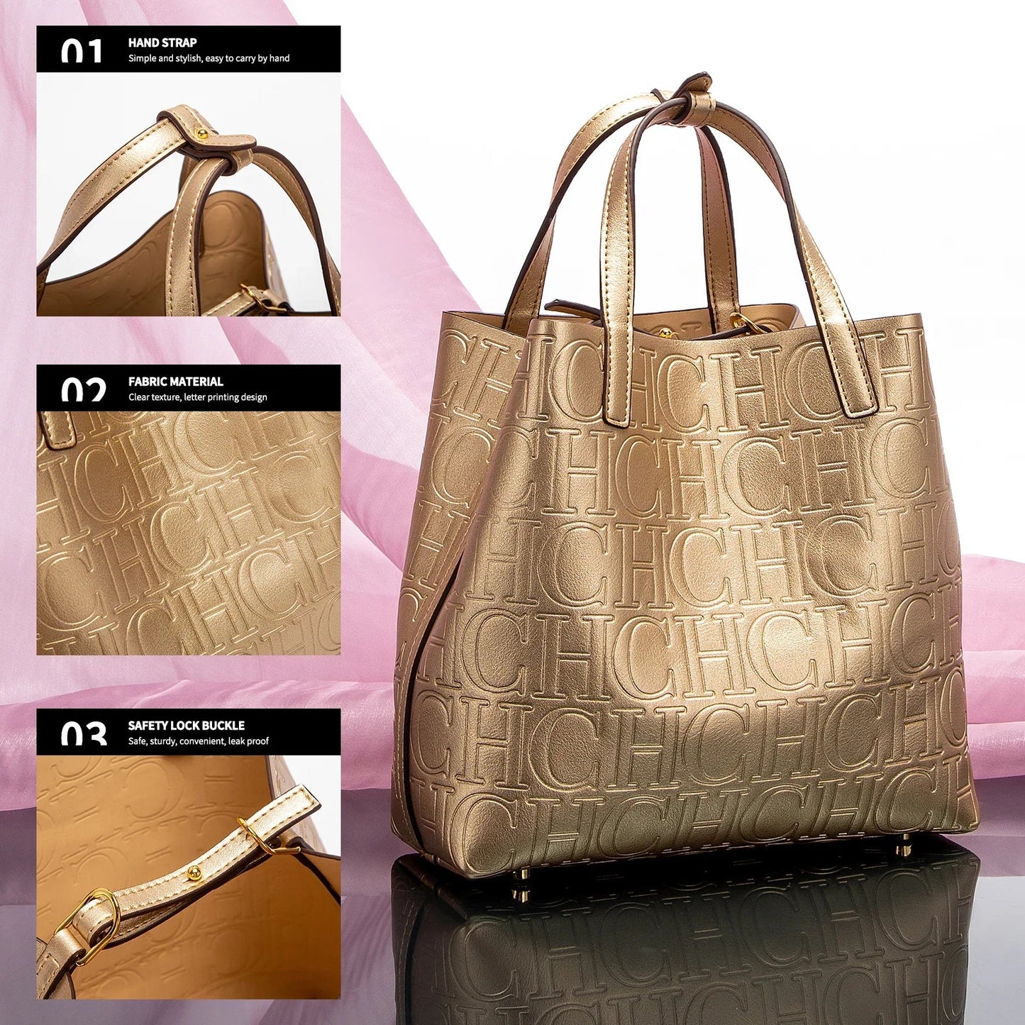 Classic Retro Style Women's Fashion Handbag Pure Colour Simple Design Large Capacity Exquisite Versatile
