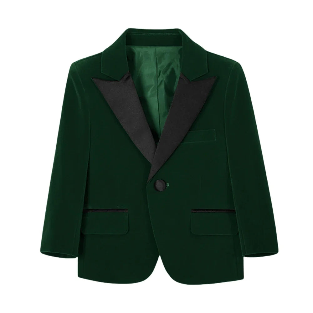 50+ Colors Velvet Suit Blazer for Kids 3-18 Years Children Formal Flannel Suit jacketm Classic Peak Lapel Suit School Uniform