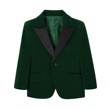 50+ Colors Velvet Suit Blazer for Kids 3-18 Years Children Formal Flannel Suit jacketm Classic Peak Lapel Suit School Uniform