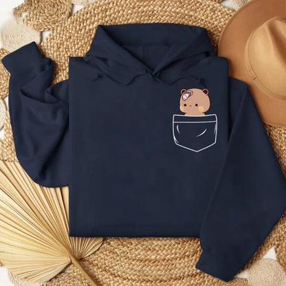 Matching Bubu Dudu Bear Pocket Couple Hoodies Anniversary Gift Clothing Cute Casual Daily Life Fall Winter Men Women Streetwear