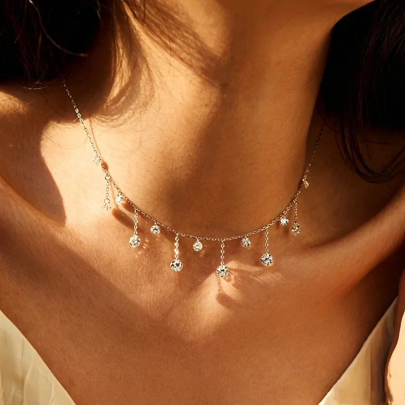 Real S925 Sterling Silver Pendant Girls 5A Zircon Stackable Wedding Necklace for Women Fine Jewelry Wholesale Chain