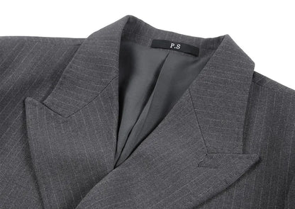 Classic Luxury Striped Men Suit Jacket Fashion Double Breasted Business Office Wedding Tuxedos Male High Quality Slim Fit Blazer