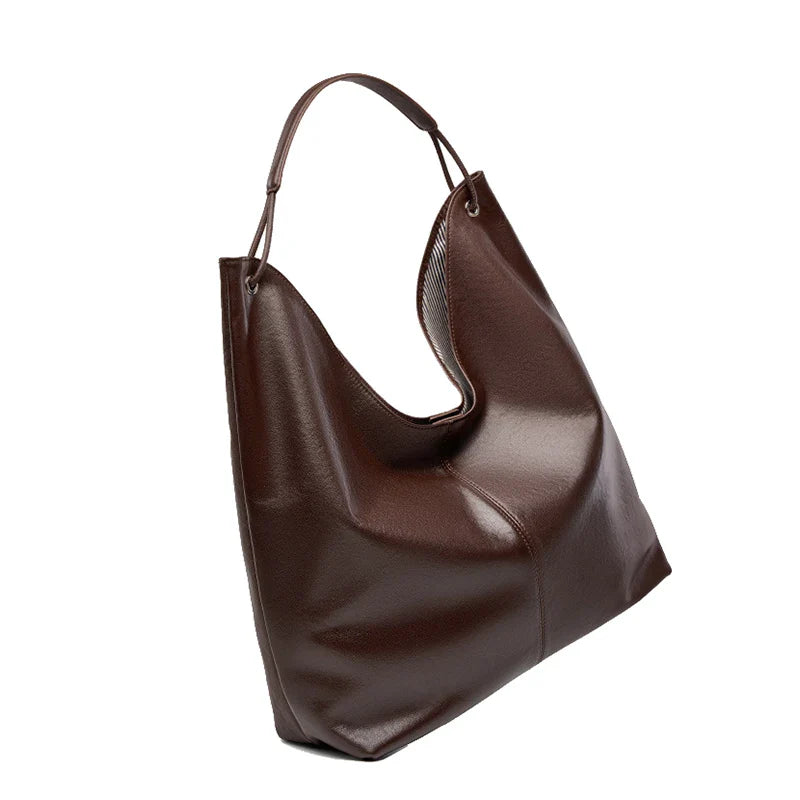 New Women's Large Capacity Genuine Leather Handbag Fashion Single Shoulder Underarm Bag for Ladies Commuting Stylish Girls Bag