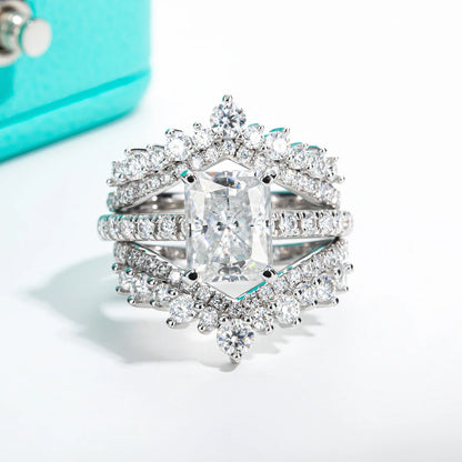 3ct D Color Radiant Cut Moissanite Engagement Gold Plated 925 Sterling Silver Rings For Woman Customs Jewelry Wholesale