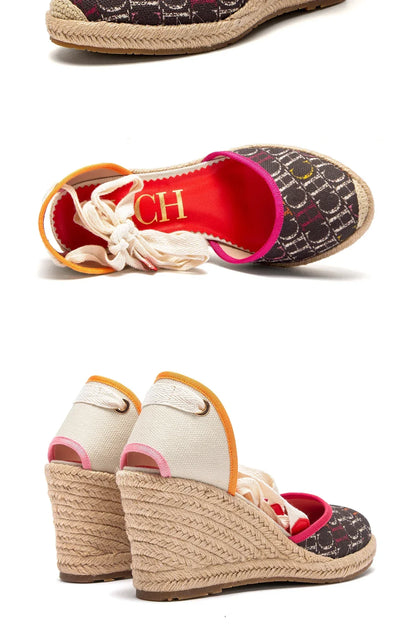 Women's Shoes CARACAS CANVAS WEDGES Luxury Brand Heeled Sandals Straw Fabric Casual shoeses