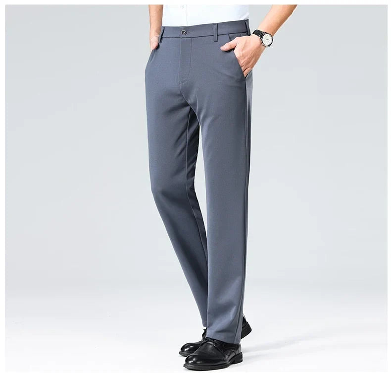 Spring Summer Thin Trousers Men Formal Dress Suit Pants Work Pants Quality Business Casual Pants Black Wine Red Long Pants