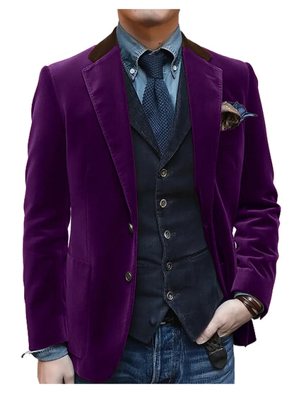 Vintage Red Velvet Suit Blazer For Men Elegant Casual Sports Jacket Man Jackets Mens Clothing Men's Male Coats