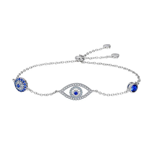Bracelet Œil de Sainte Lucie en argent sterling 925 avec zircons bleus, chaîne protectrice pour femme, cadeau, bijoux fins SCB089