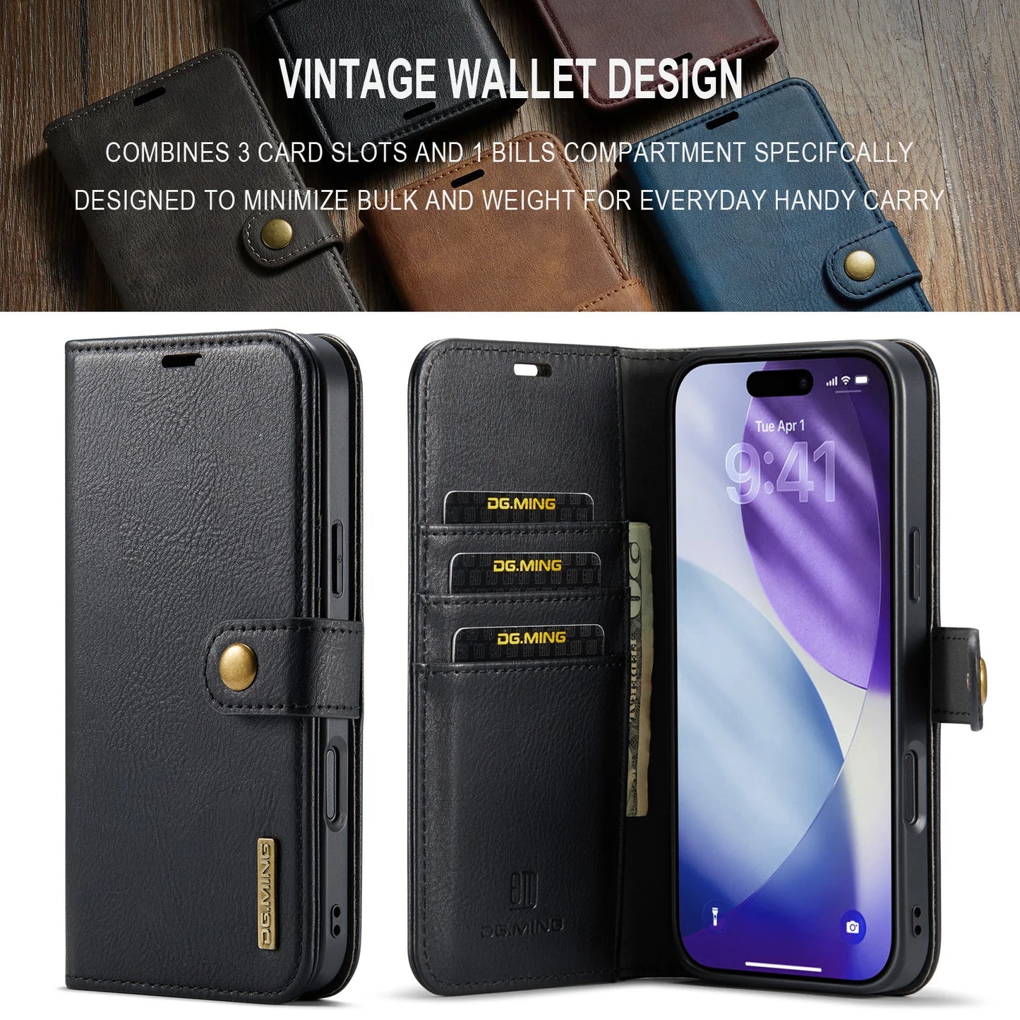 Luxury 2 in 1 Detachable Leather Case for iPhone 17 Pro Max 17 Pro 17 Air 17 Shockproof Book Bolio Magnetic Flip Cover
