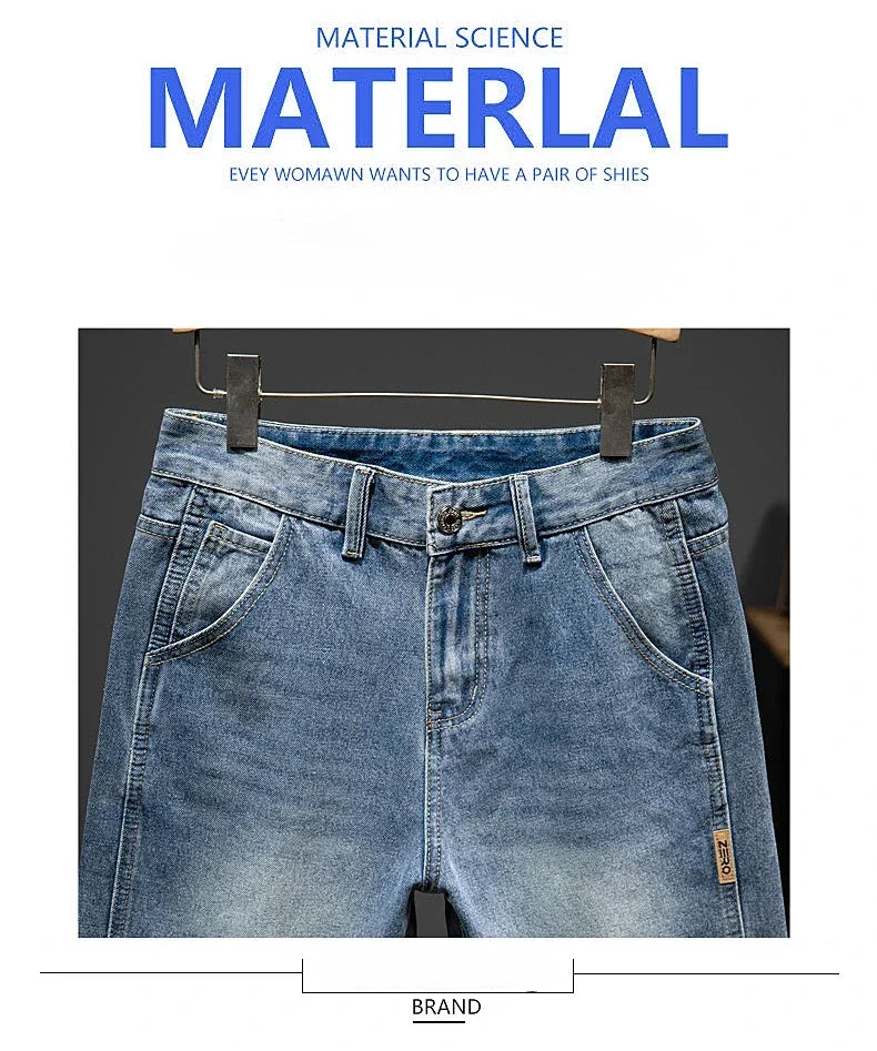 Summer Thin Bermuda Jeans Men's High Street Straight Shorts Fashion Casual Blue Classic Style Male Clothes Short Pants