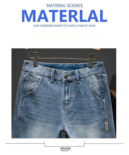 Summer Thin Bermuda Jeans Men's High Street Straight Shorts Fashion Casual Blue Classic Style Male Clothes Short Pants