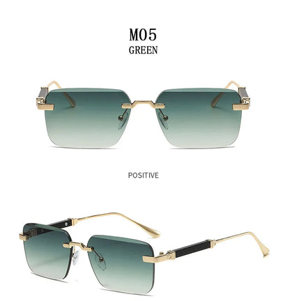 Designer Sunglasses For Men Vintage Rimless Sunglasses Women Trendy Luxury Square Fashion Glasses Vintage Gafas De Sol Hombre
