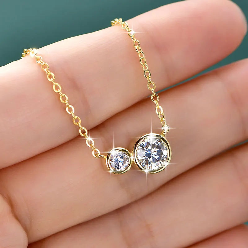 GRA Certified D VVS1 1.0CT Moissanite Diamond Round Pendant Necklace for Women Chain Fine Neck Jewelry Gifts Collares