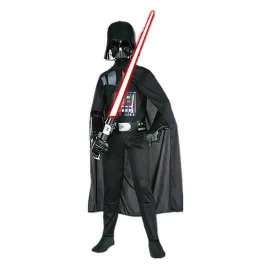 Boys Classic Movie Mask Costume Printed Cartoon Darth Vader Cape Armor Onesie Halloween Kids Fantasy Cosplay Costume