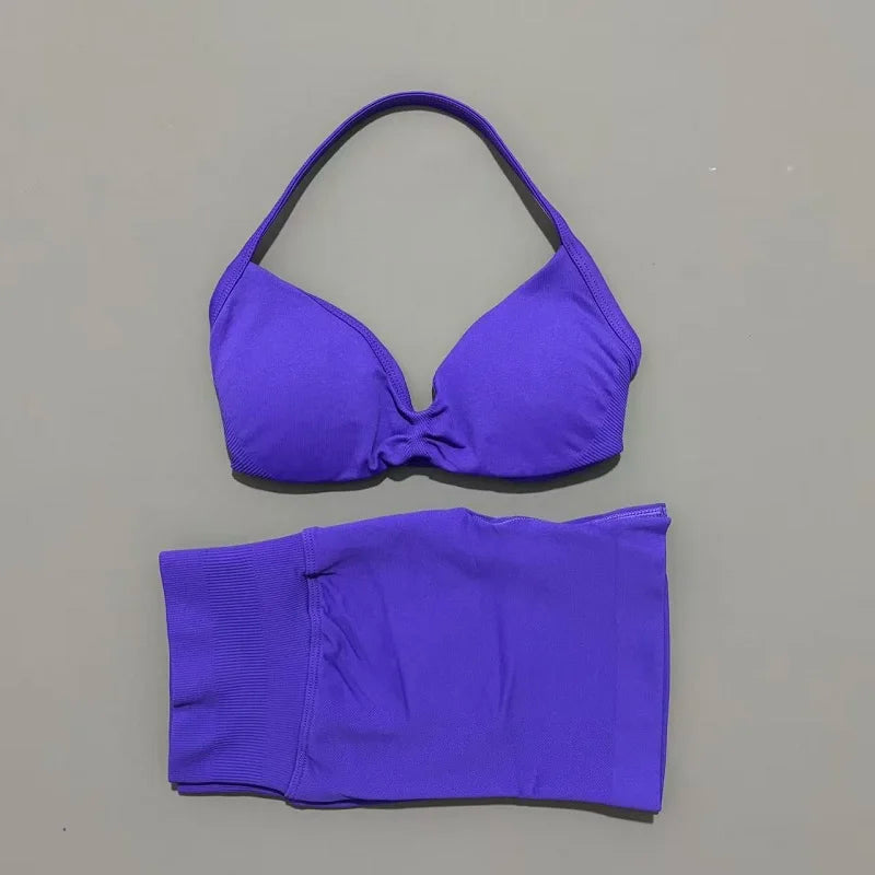 2PCS HISTELLO Seamless Gym Yoga Set Push Up Bra Scrunch Butt Lift Leggings Body Shaping Breathable Comfort Yoga Women Wear