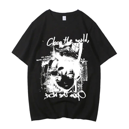 Serial Experiments Lain cotton shirt teen Digital korean clothes harajuku  2000s Y2k shirt graphic aesthetic 80s Digital Gothic
